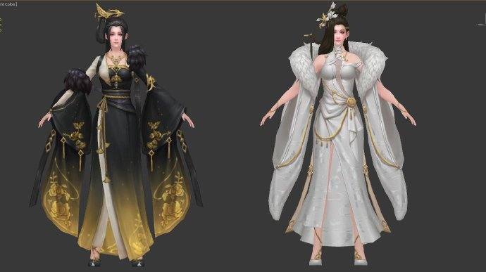 手绘次世代PBR材质的成套武侠手游角色模型